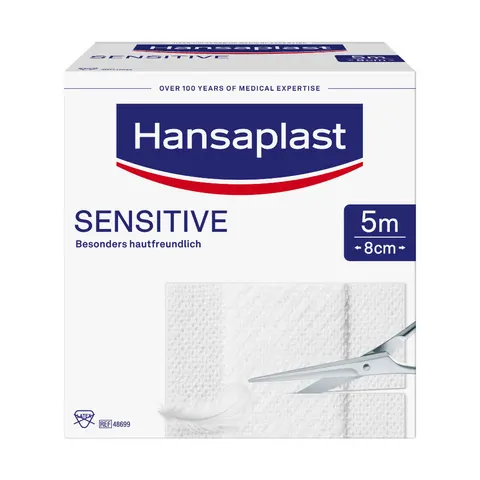 Hansaplast Sensitive Pflaster 8 cm x 5 m Rolle – 183911 – Bild 1