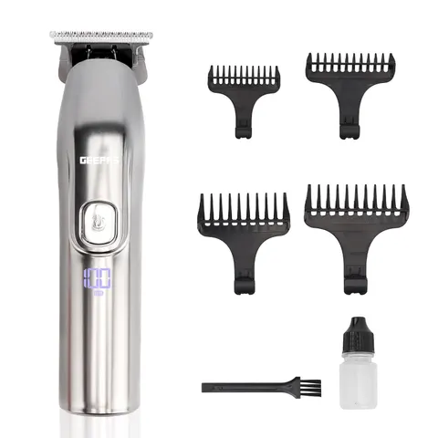 Brushed Stainless Steel Electric Rechargeable Beard Trimmer – image 1