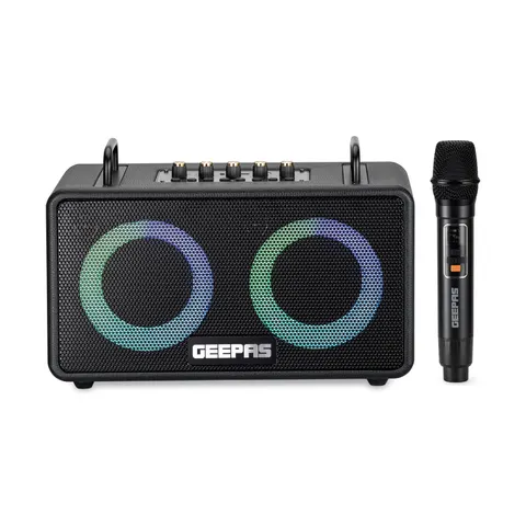 GEEPAS Karaoke Speaker With Wireless Mic RGB Lights – image 1