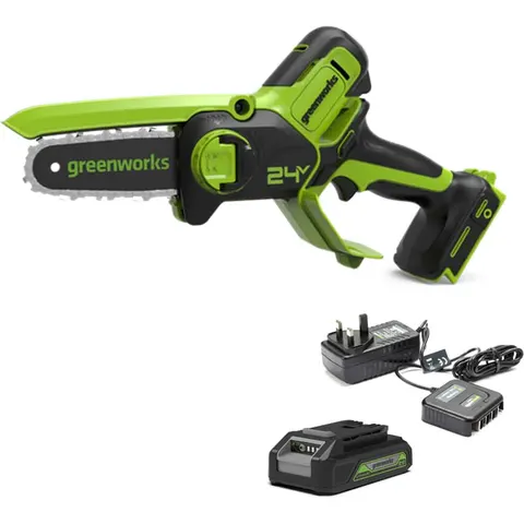 Greenworks G24MCS10 24v Cordless Tree Pruner 100mm – image 1