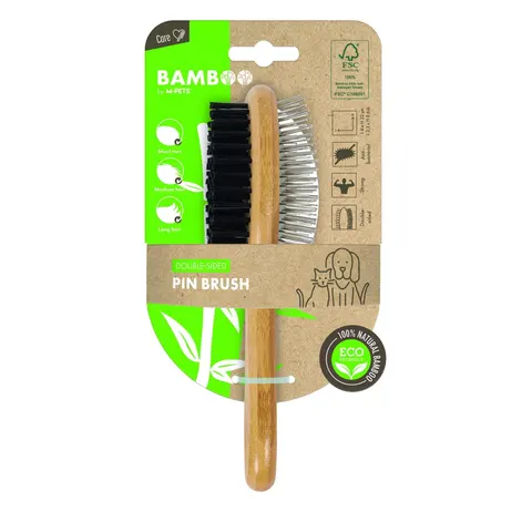 M-PETS Bamboo Double-Sided Pin Brush – image 1