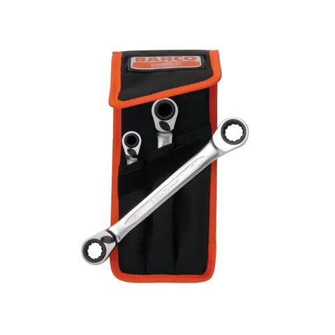 Bahco S4RM/3T 3 Piece Reversible Ratchet Ring Spanner Set – image 1