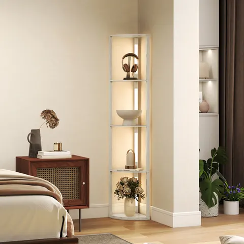 HOMCOM Corner Floor Lamp with Warm White LED Light, Oak – image 2