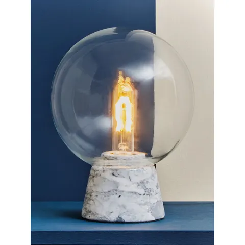 Orsina Versatile Globe Lamp With Grey Marble Base, Contrasting Bedside Table Light, Contemporary Modern Lamp – image 2