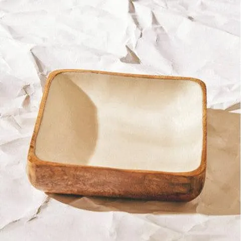 Kara Medium Mango Wood Square Bowl – image 2