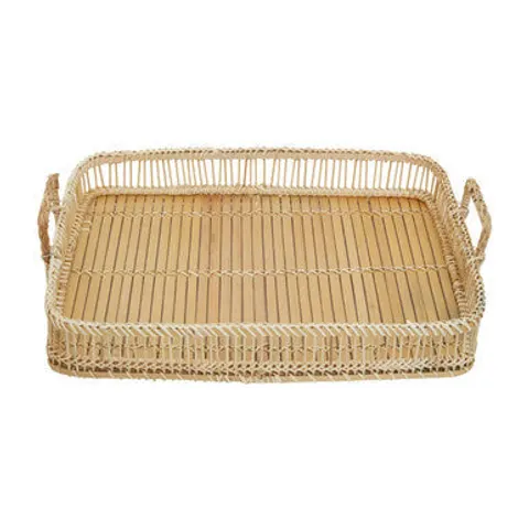 Rustic Rattan/Bamboo Natural Rectangular Tray Cream – image 2