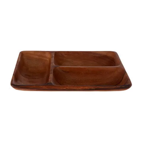 Kora Three Section Serving Dish in Acacia Wood – image 2
