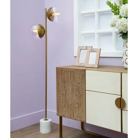 Two Light Gold Finish Floor Lamp | Revive – image 1