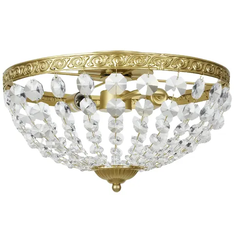 HOMCOM Chandelier Crystal Ceiling Light with E14 Base 2-Lights, Gold – image 2