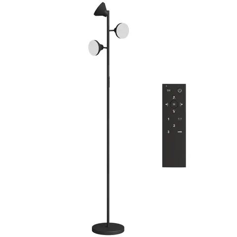 HOMCOM Three-Lamp Multi-Adjustable Floor Light - Black – image 2