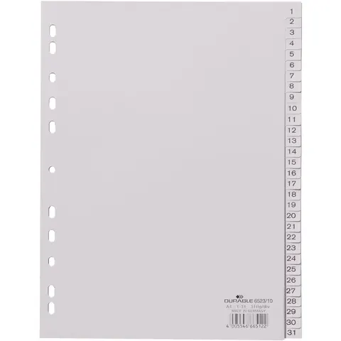 DURABLE Zahlenregister A4 1-31 PP volldeck. grau – Bild 2