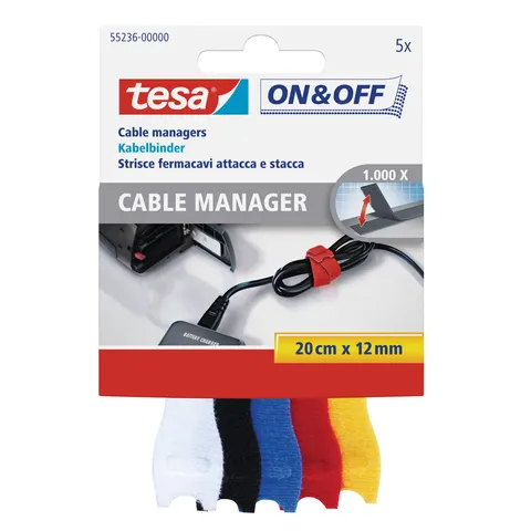 tesa On & Off Klett-Kabelbinder Cable Manager small, farbig – Bild 2