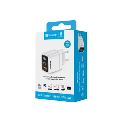 SANDBERG 2in1 Charger 1xUSB-C 1xUSB 35W – Bild 2