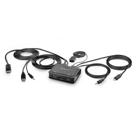StarTech.com 2-Port Hybrid USB-C DisplayPort Cable KVM Switch 4K 60Hz Compact KVM with 6ft/1.8m USB-A/DisplayPort/Audio & 4ft/1.2m USB-C Integrated Host Cables – image 2