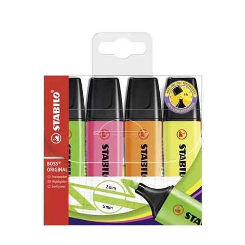 STABILO BOSS ORIGINAL marker 4 pc(s) Chisel tip Multi – image 2