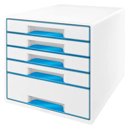 LEITZ Schubladenbox WOW CUBE, 5 Schübe, perlweiß/blau – Bild 2