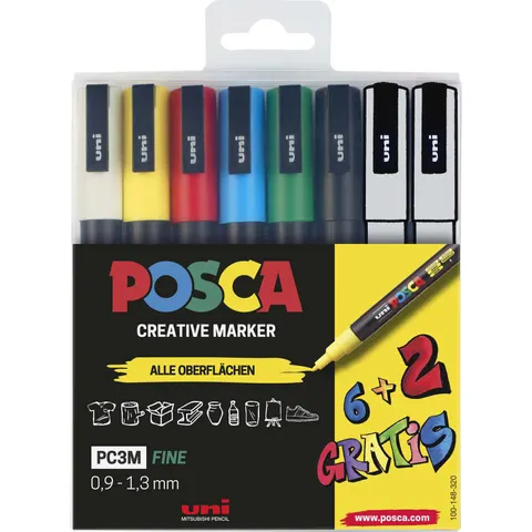 POSCA Marker UNI PC-3M 6+2 Set – Bild 2