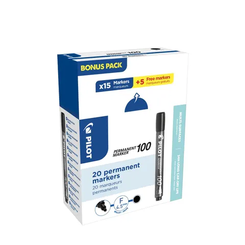 PILOT 100 Permanentmarker 1.0 mm Schwarz – Bild 2