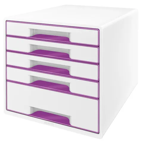 LEITZ Schubladenbox WOW CUBE, 5 Schübe, perlweiß/violett – Bild 2