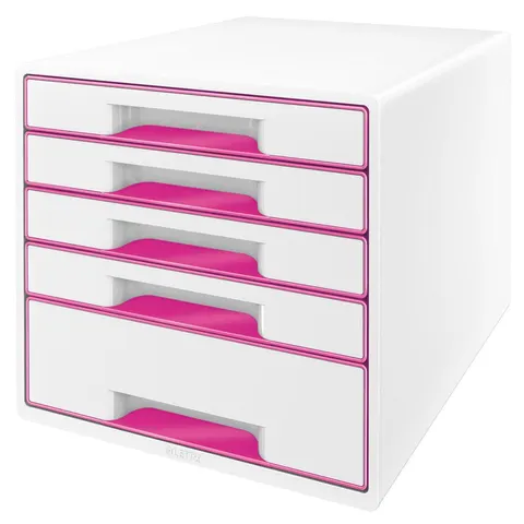 LEITZ Schubladenbox WOW CUBE, 5 Schübe, perlweiß/pink – Bild 2