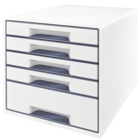 LEITZ Schubladenbox WOW CUBE, 5 Schübe, perlweiß/grau – Bild 2