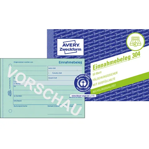 AVERY Zweckform Einnahmebeleg Formularbuch 304, 1 St. – Bild 2