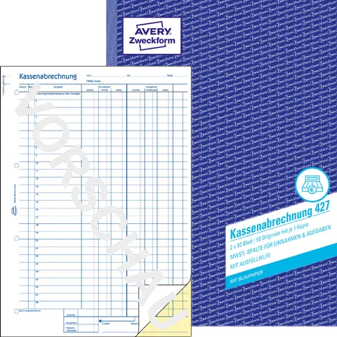 AVERY Zweckform Formularbuch , Kassenabrechnung mit MwSt, , A4 – Bild 2