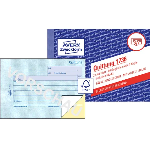 AVERY Zweckform Formularbuch , Quittung, , SD, A6 quer – Bild 2