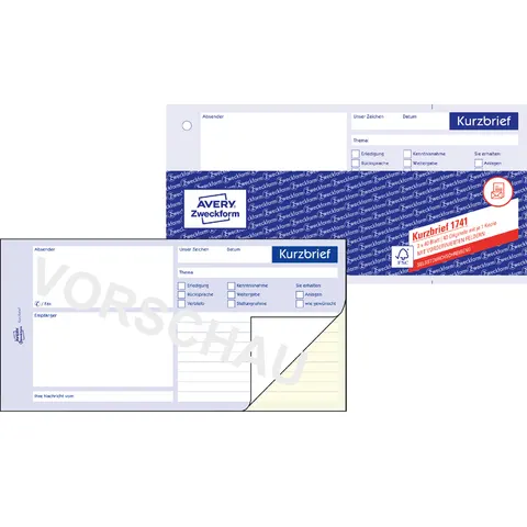AVERY Zweckform Formularbuch , Kurzbrief, , SD, 1/3 A4 – Bild 2