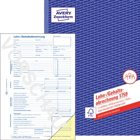 AVERY Zweckform Formularbuch , Lohnabrechnung, , SD, A4 – Bild 2