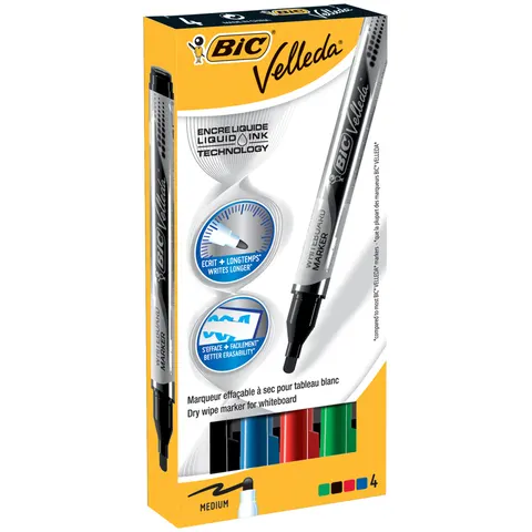 BIC Whiteboard-Marker Velleda Liquid Ink, 4er Etui – Bild 2