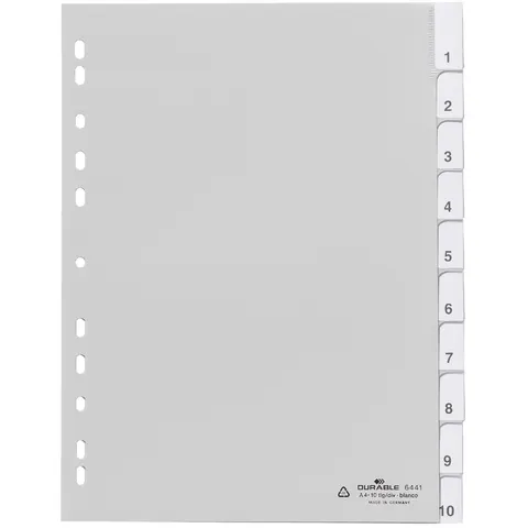 DURABLE Kunststoff-Register, A4, PP, 10-teilig, grau – Bild 3