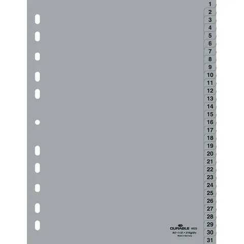 DURABLE Zahlenregister A4 1-31 PP volldeck. grau – Bild 3