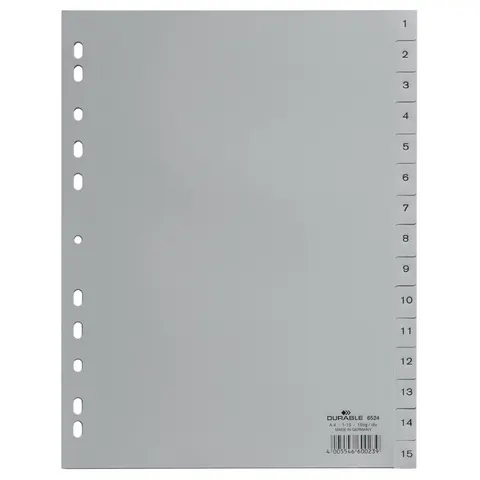 DURABLE Zahlenregister A4 1-15 PP volldeck. grau – Bild 3