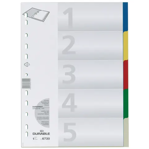 DURABLE Kunststoff-Register, A4, PP, 5-teilig – Bild 3
