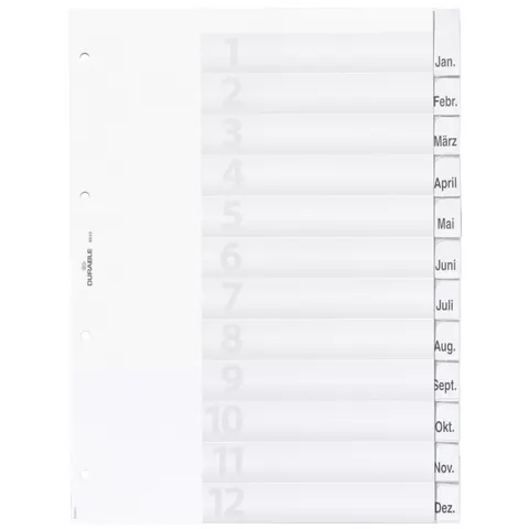 DURABLE Kunststoff-Register, A4, 12-teilig, transparent – Bild 2