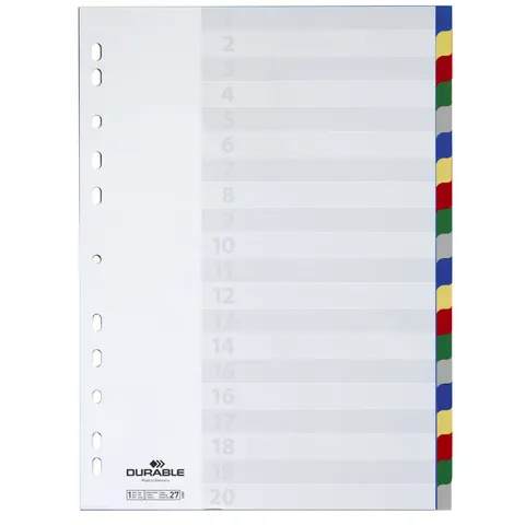 DURABLE Kunststoff-Register, A4, PP, 20-teilig – Bild 2