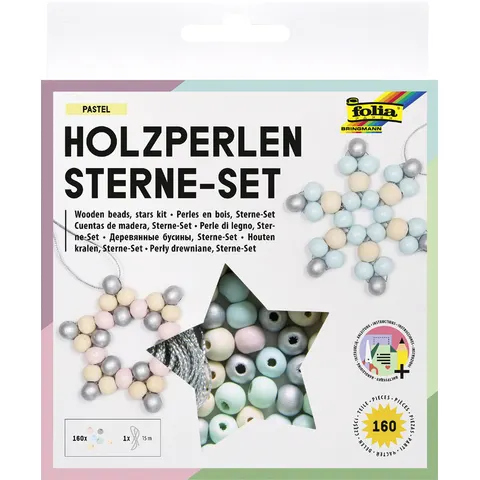folia Holzperlen Sterne-Set pastel – Bild 2