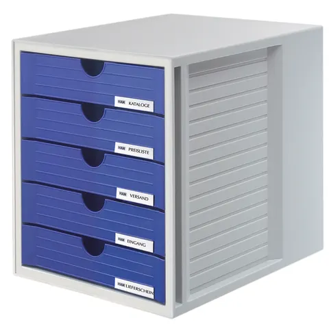 HAN Schubladenbox SYSTEMBOX, 5 Schübe, lichtgrau/blau – Bild 2