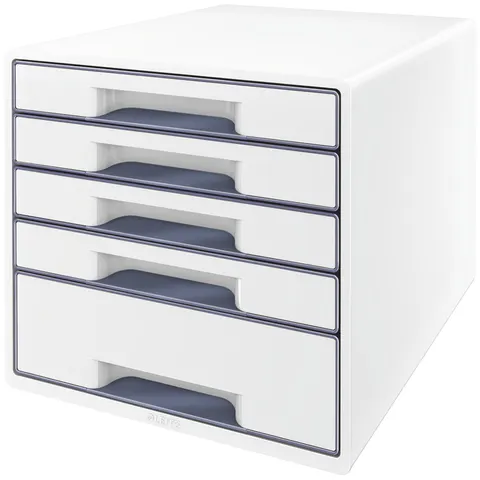 LEITZ Schubladenbox WOW CUBE, 5 Schübe, perlweiß/blau – Bild 3