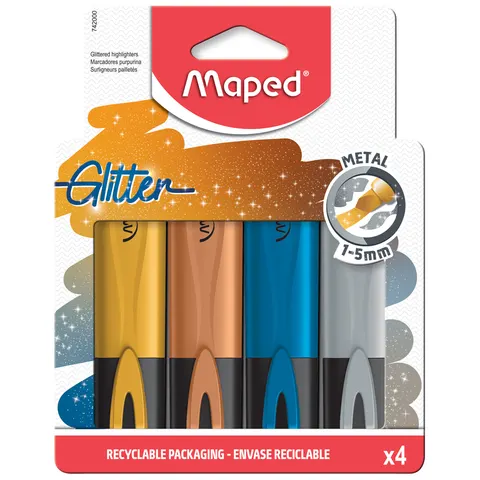 Maped Textmarker GLITTER METAL, 4er Etui – Bild 2