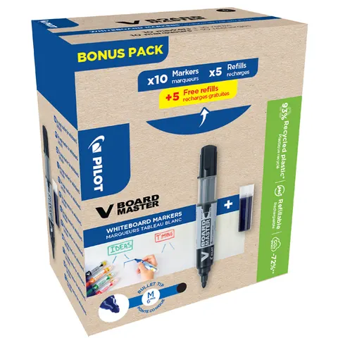 PILOT Whiteboard-Marker V BOARD MASTER, BONUS PACK, schwarz – Bild 2