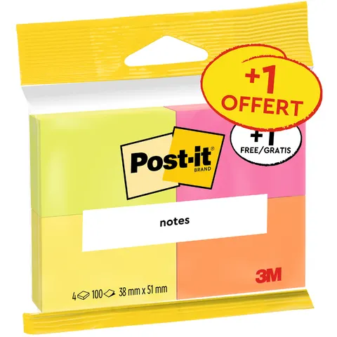 Post-it Haftnotizen notes, 38 x 51 mm, 4er Pack, Blister – Bild 2