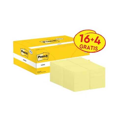 Post-it Haftnotizen notes, 76 x 76 mm, gelb, 16 + 4 gratis – Bild 2