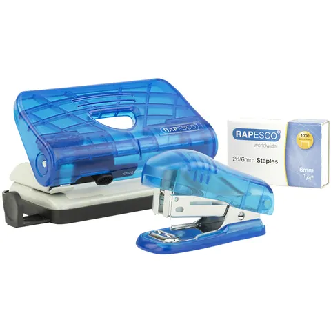 RAPESCO Heftgerät- & Locher-Set, blau-transparent – Bild 2