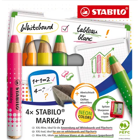 STABILO Whiteboard-Marker MARKdry NEON, 4er Etui – Bild 2