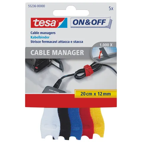 tesa On & Off Klett-Kabelbinder Cable Manager small, farbig – Bild 3