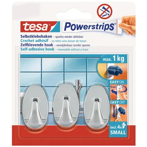 Tesa Powerstrips Haken Small Oval chrom – Bild 2