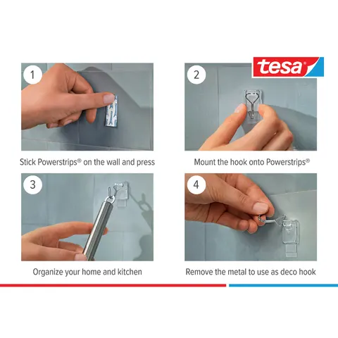 tesa Powerstrips Haken WIRED HOOK SMALL, transparent – Bild 2