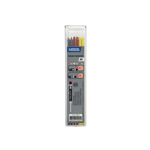 Markal TRADES-MARKER® DRY Refills 6-Pack for Layout Marking - Includes Graphite, Yellow & Red Assorted Colors – image 2